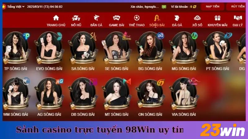 Sảnh casino trực tuyến 23WIN uy tín